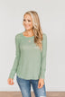 Better Than Ever Long Sleeve Knit Top- Sage