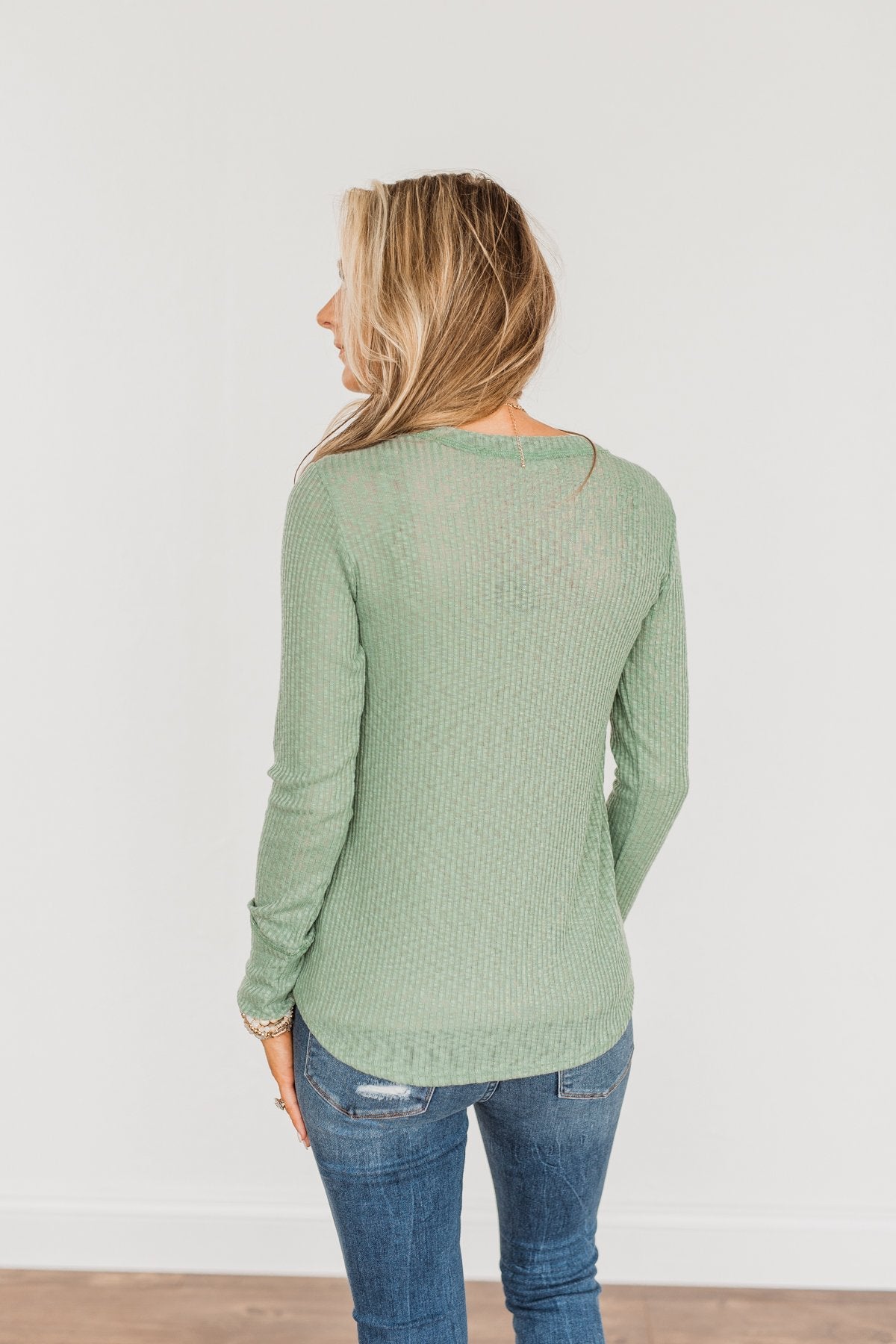 Better Than Ever Long Sleeve Knit Top- Sage
