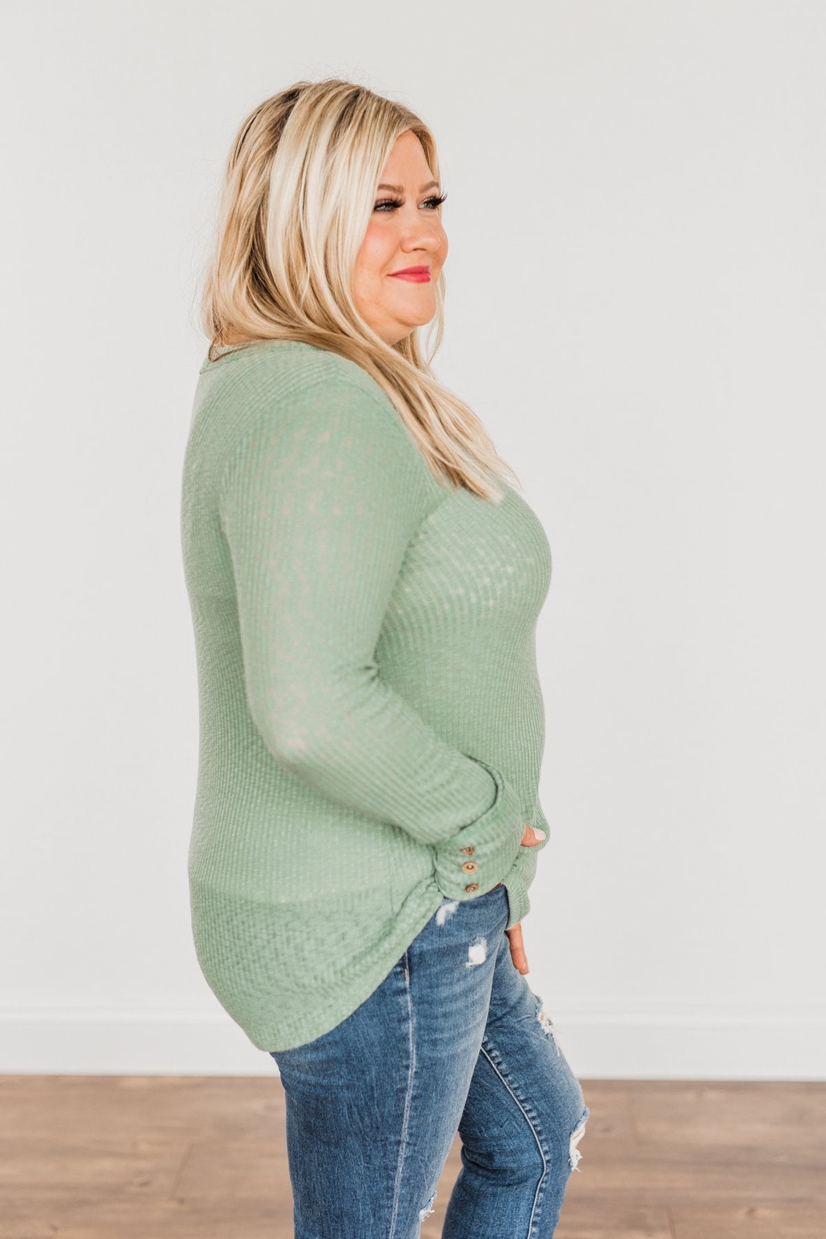 Better Than Ever Long Sleeve Knit Top- Sage