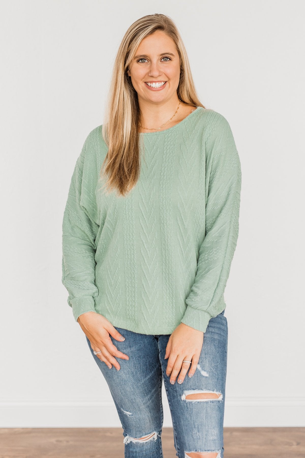 Here For A Good Time Knit Sweater- Sage