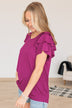Almost There Tiered Flutter Sleeve Shirt- Magenta