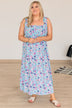 Bright Skies Floral Smocked Dress- Sky Blue