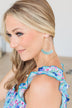 Save The Drama Gold Dangle Earrings- Turquoise