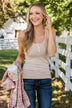 Uplifting Spirits Button Henley Tank Top- Taupe