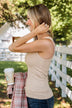 Uplifting Spirits Button Henley Tank Top- Taupe