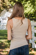 Uplifting Spirits Button Henley Tank Top- Taupe