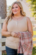 Uplifting Spirits Button Henley Tank Top- Taupe