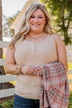 Uplifting Spirits Button Henley Tank Top- Taupe