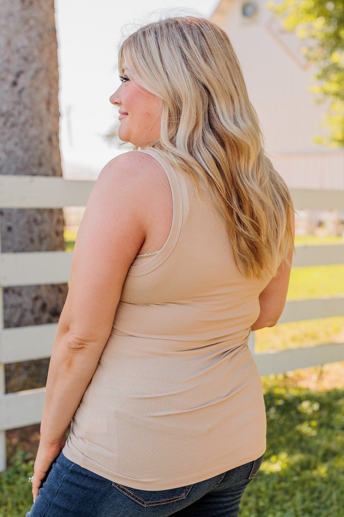 Uplifting Spirits Button Henley Tank Top- Taupe