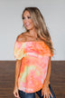Light Of Every Sunrise Ruffle Top- Neon Orange, Pink, & Yellow