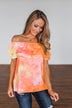 Light Of Every Sunrise Ruffle Top- Neon Orange, Pink, & Yellow