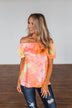 Light Of Every Sunrise Ruffle Top- Neon Orange, Pink, & Yellow