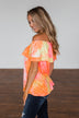 Light Of Every Sunrise Ruffle Top- Neon Orange, Pink, & Yellow