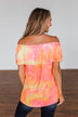 Light Of Every Sunrise Ruffle Top- Neon Orange, Pink, & Yellow