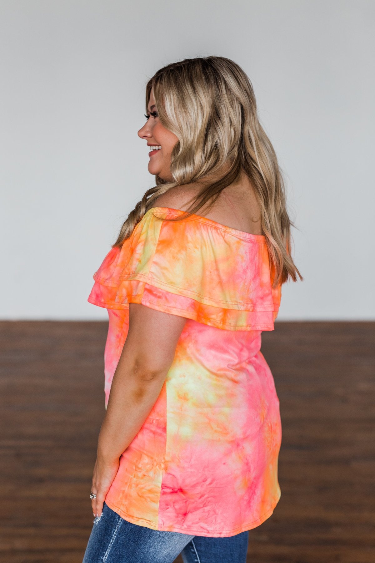 Neon orange deals ruffle top