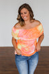 Light Of Every Sunrise Ruffle Top- Neon Orange, Pink, & Yellow