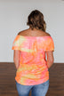 Light Of Every Sunrise Ruffle Top- Neon Orange, Pink, & Yellow