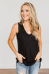 Encouraging Words V-Neck Tank Top- Black