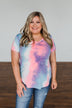 Draw Me Closer Tie Dye V-Neck Top- Blue, Pink, Purple