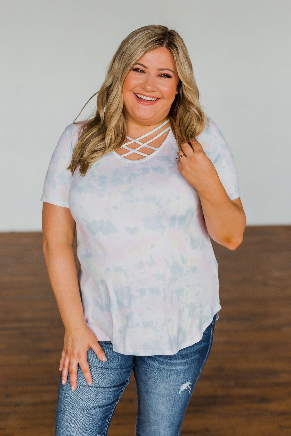Believe In You Criss Cross Top- Off White, Pink, Yellow, Blue