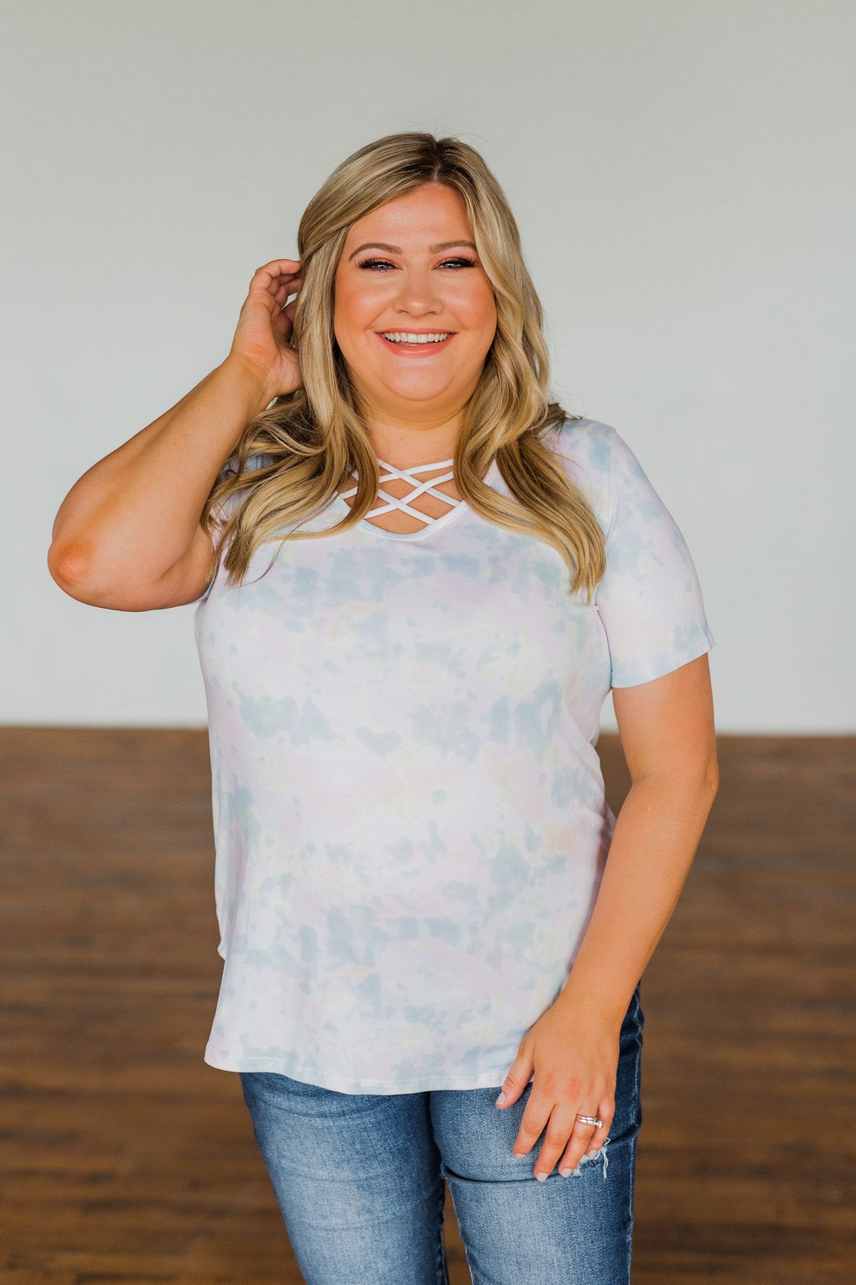 Believe In You Criss Cross Top- Off White, Pink, Yellow, Blue