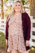 Campfire Cozy Waffle Knit Button Top- Burgundy