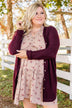 Campfire Cozy Waffle Knit Button Top- Burgundy