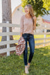 Rise To The Top Long Sleeve Henley Top- Beige