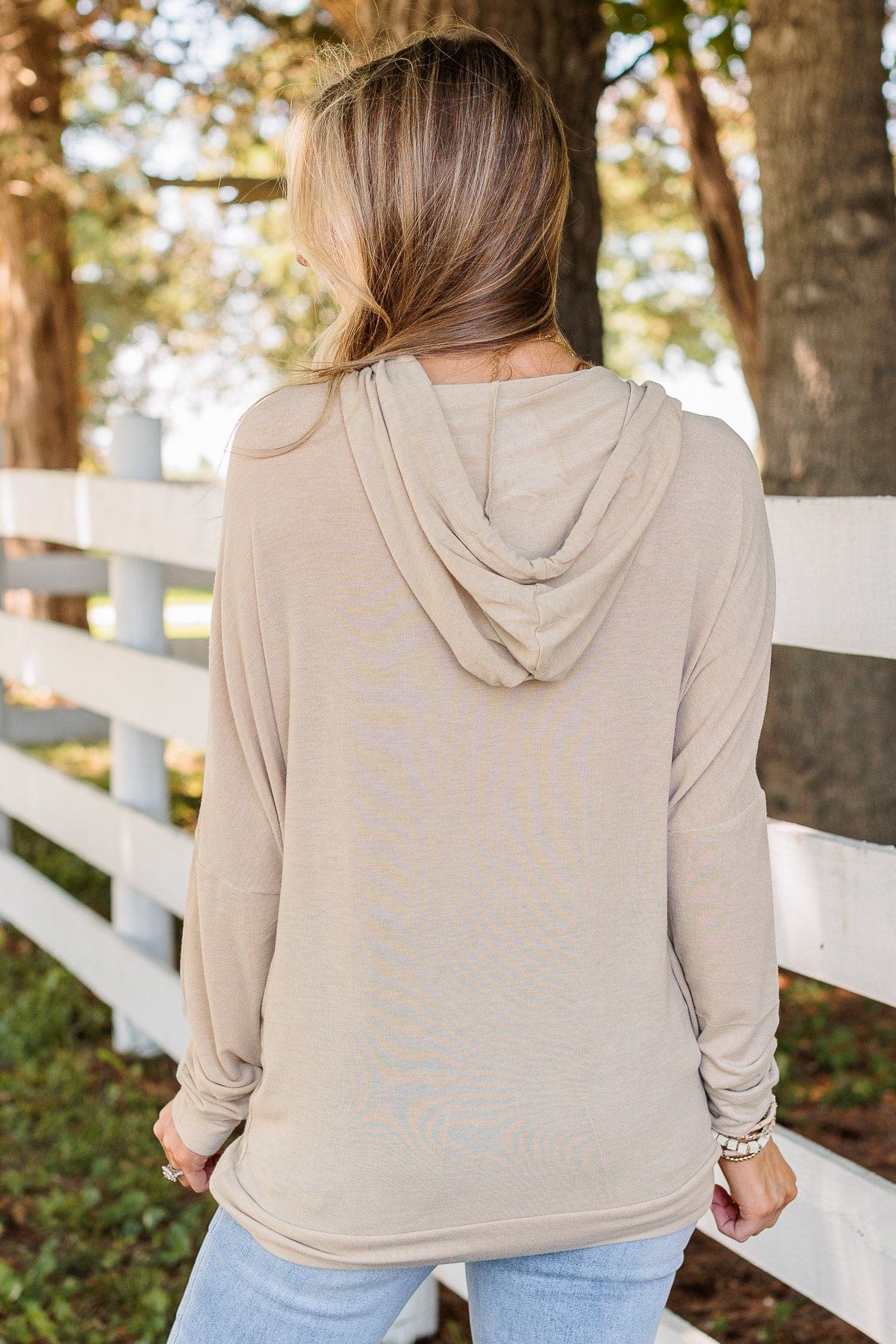 "Mama" Lightweight Drawstring Hoodie- Beige
