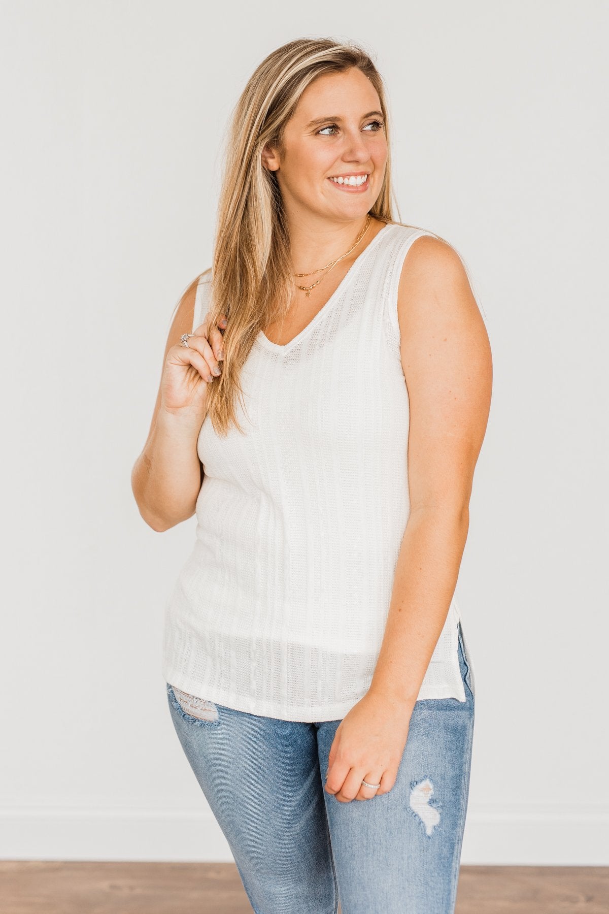 Encouraging Words V-Neck Tank Top- Ivory