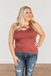 Places To Go Criss-Cross Tank Top- Marsala