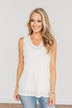 Encouraging Words V-Neck Tank Top- Ivory