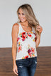Had My Heart Lightweight Floral Tank Top- Ivory