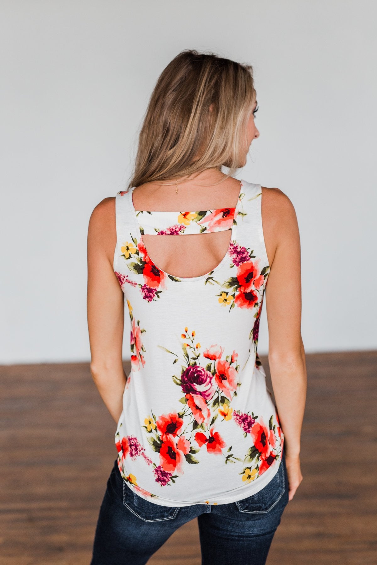 Had My Heart Lightweight Floral Tank Top- Ivory