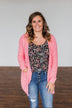 Stealing Glances Popcorn Knit Cardigan- Bubblegum Pink