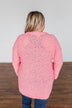 Stealing Glances Popcorn Knit Cardigan- Bubblegum Pink