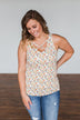 Sunny Smiles Floral Criss-Cross Tank Top- Ivory