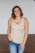 Sunny Smiles Floral Criss-Cross Tank Top- Ivory