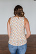 Sunny Smiles Floral Criss-Cross Tank Top- Ivory