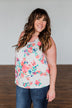 A Bright Floral Summer Tank- Ivory