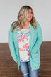 Stealing Glances Popcorn Knit Cardigan- Mint