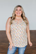 Sunny Smiles Floral Criss-Cross Tank Top- Ivory