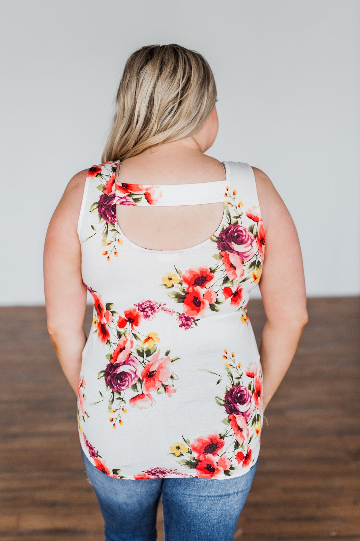 Had My Heart Lightweight Floral Tank Top- Ivory