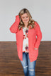 Stealing Glances Popcorn Knit Cardigan- Coral