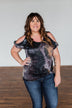 Thrill Of It Cold Shoulder Tie Dye Top- Navy & Brown