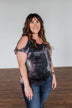 Thrill Of It Cold Shoulder Tie Dye Top- Navy & Brown