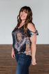 Thrill Of It Cold Shoulder Tie Dye Top- Navy & Brown