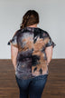 Thrill Of It Cold Shoulder Tie Dye Top- Navy & Brown