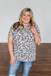Never Too Late Short Sleeve Leopard Top- Ivory