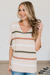 My Point Of View Striped Knit Top- Peach